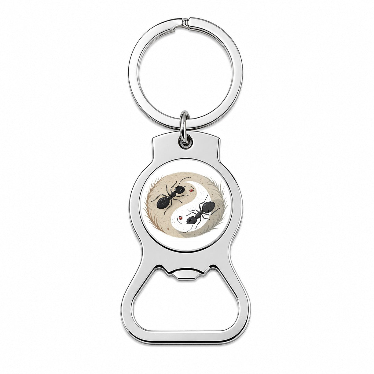 Two Ants Yin Yang Bottle Opener Keychain