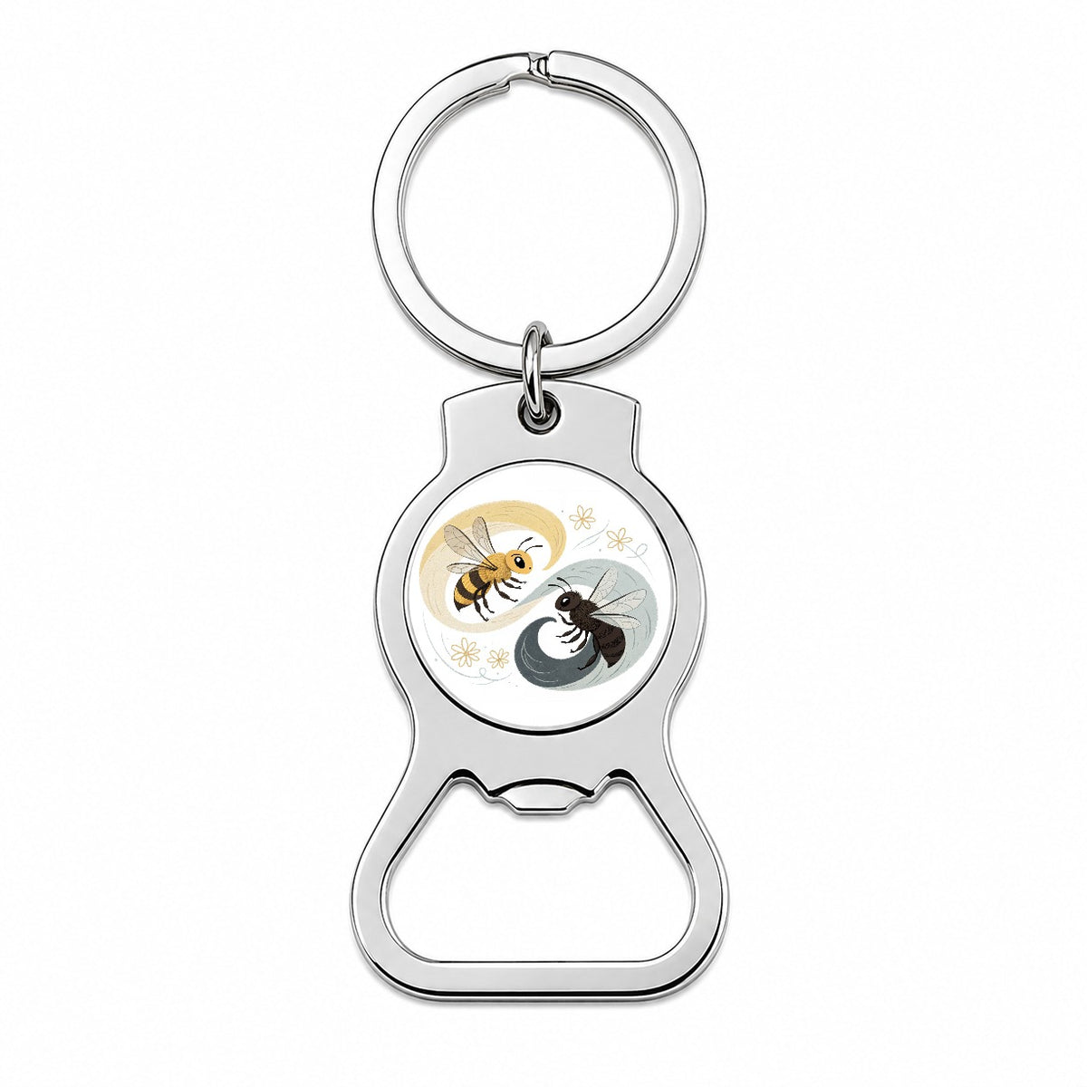 Two Bees Yin Yang Bottle Opener Keychain