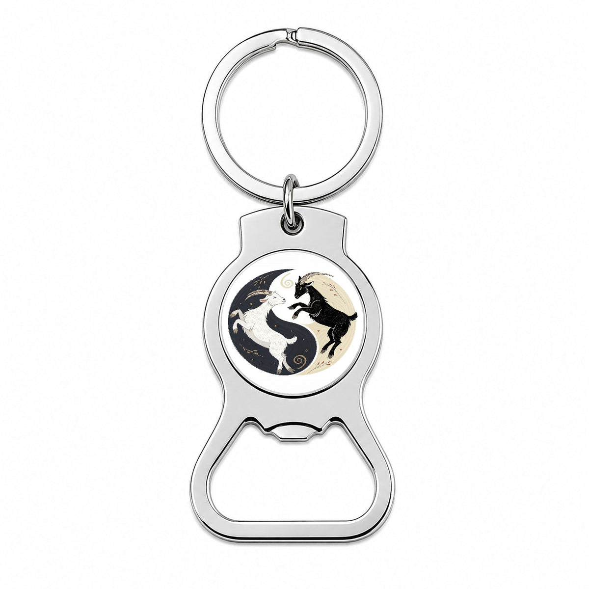 Two Goats Yin Yang Bottle Opener Keychain