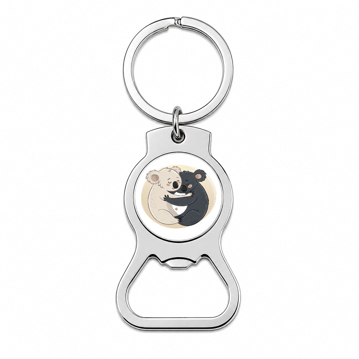Two Koalas Yin Yang Dark Light Bottle Opener Keychain