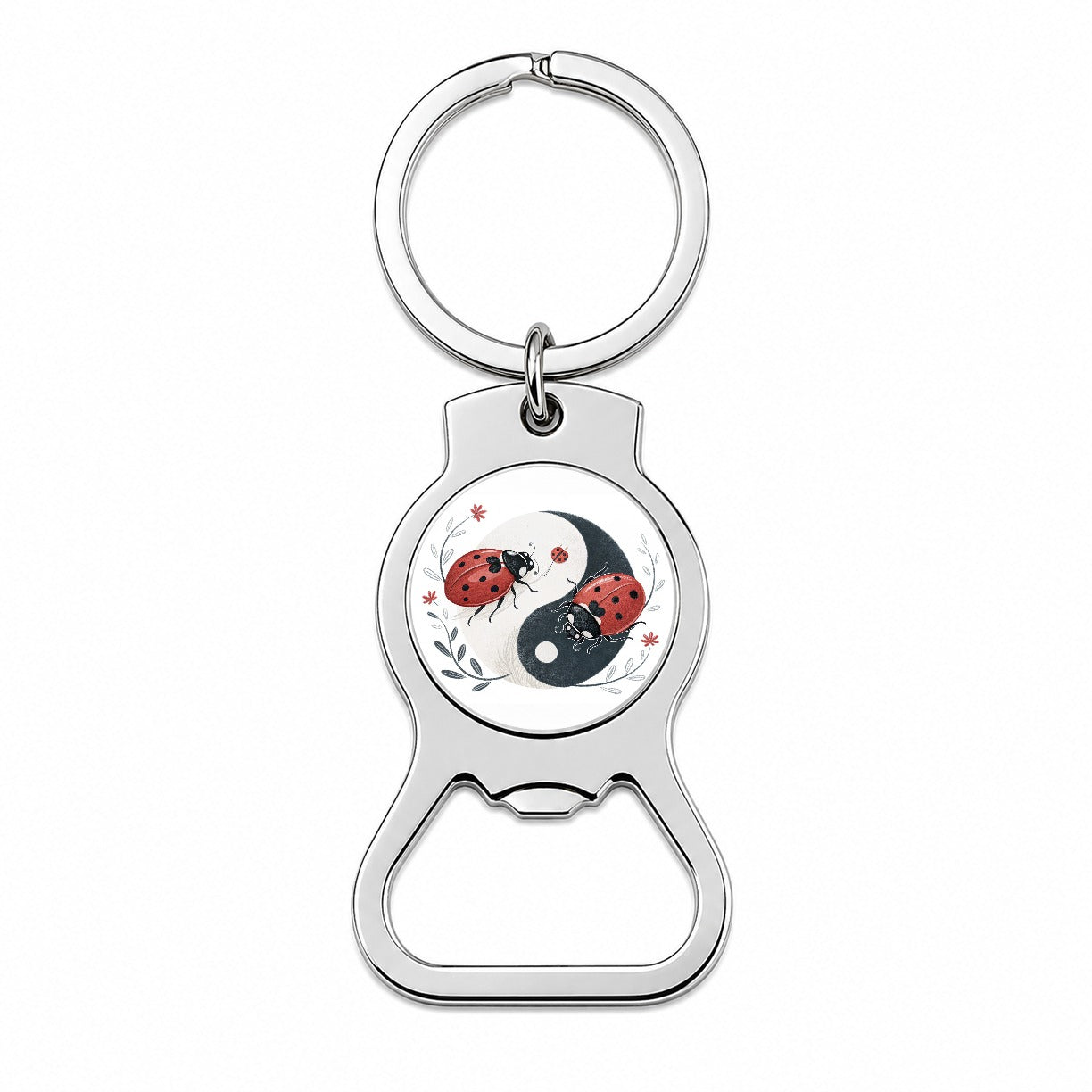 Two Ladybugs Yin Yang Cute Bottle Opener Keychain