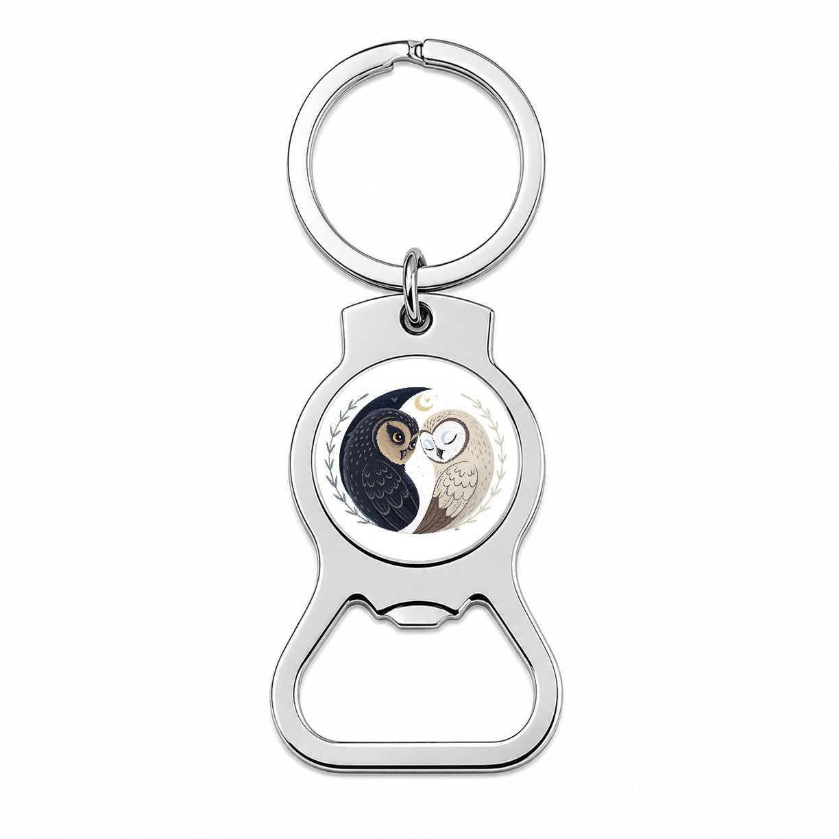 Two Owls Yin Yang Bottle Opener Keychain