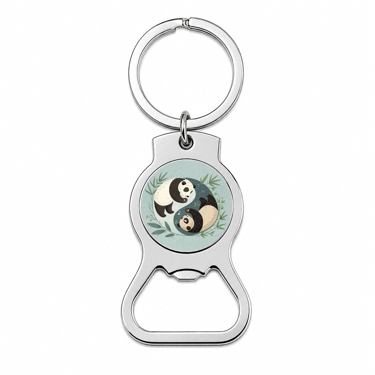 Two Pandas Yin Yang Cute Bottle Opener Keychain