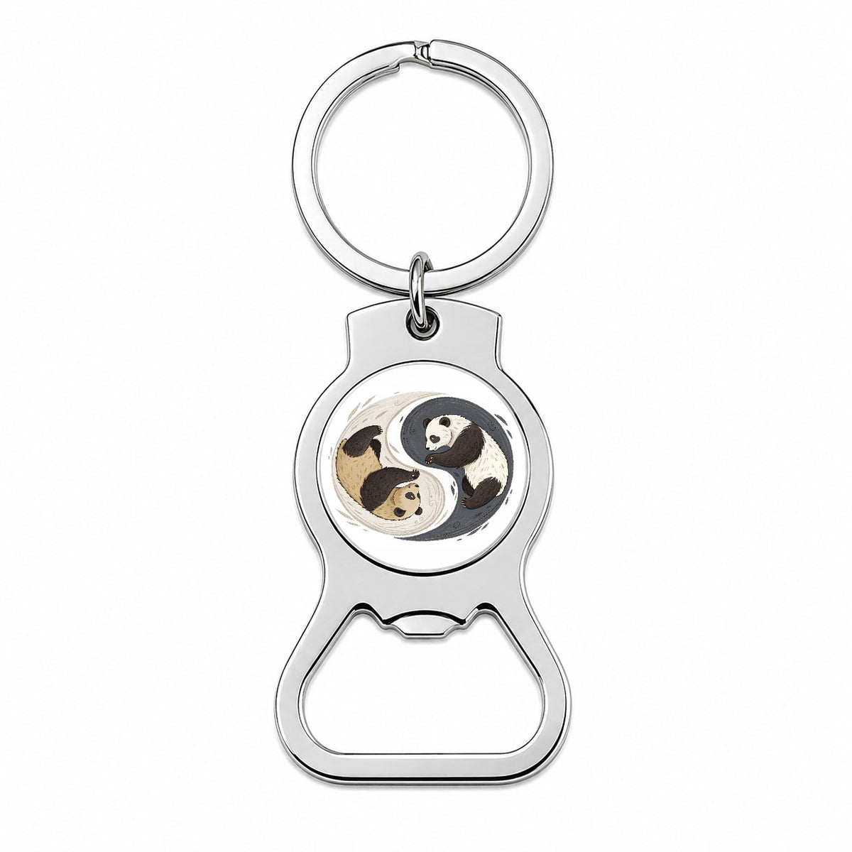 Two Pandas Yin Yang Bottle Opener Keychain