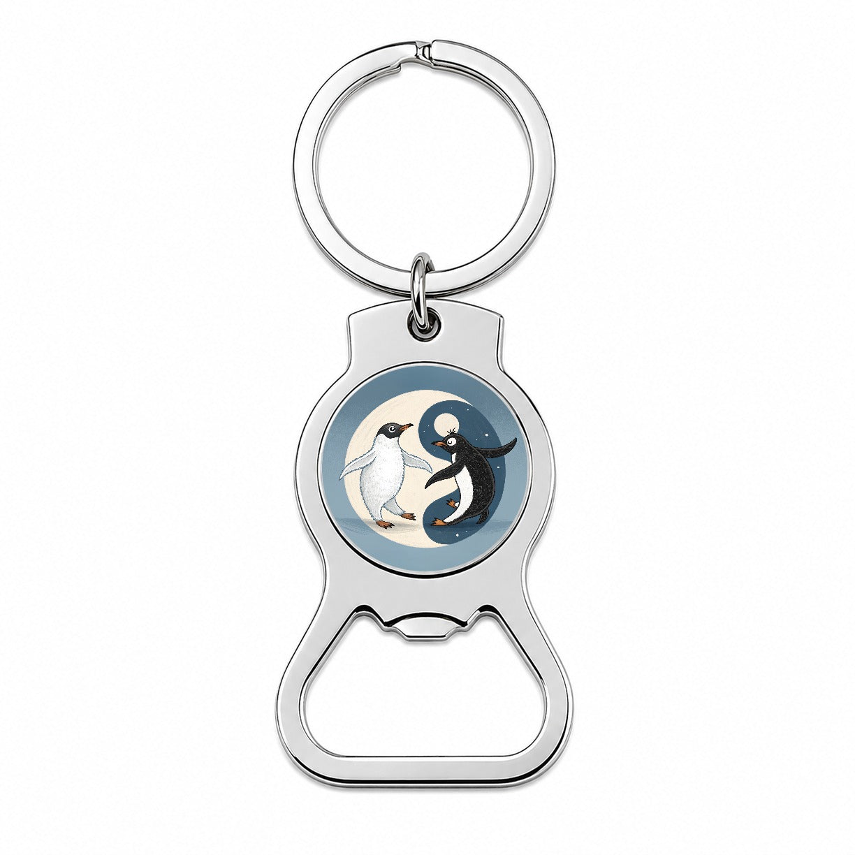 Two Penguins Yin Yang Bottle Opener Keychain