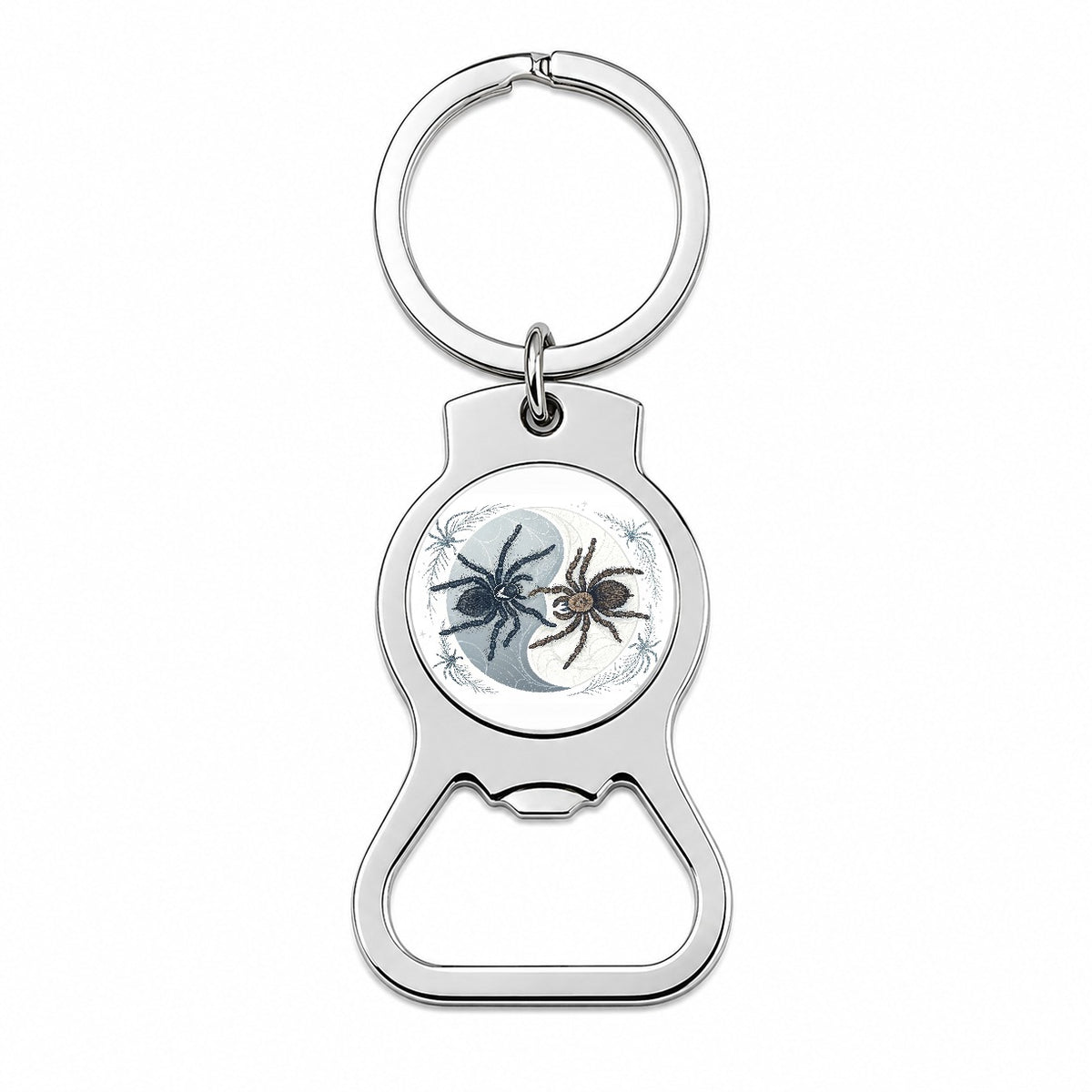 Two Tarantulas Spiders Yin Yang Bottle Opener Keychain