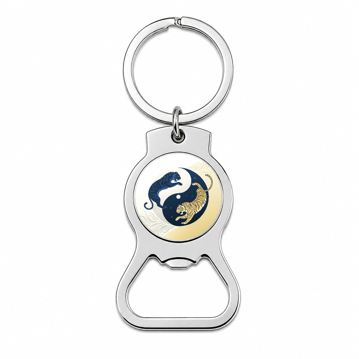 Two Tigers Yin Yang Bottle Opener Keychain