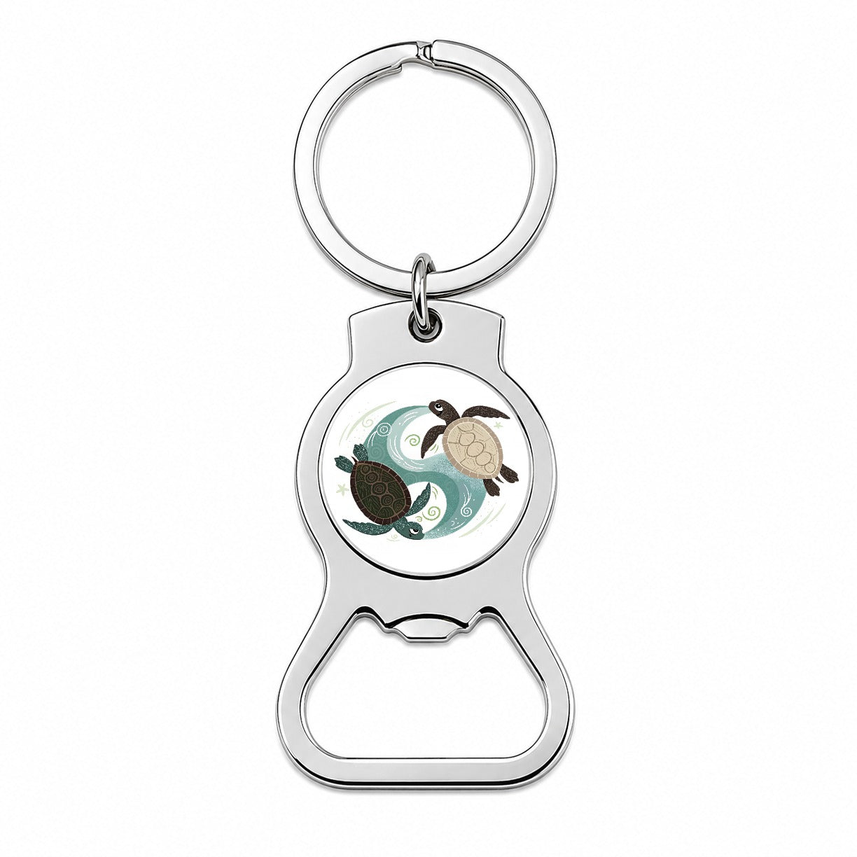 Two Turtles Yin Yang Bottle Opener Keychain