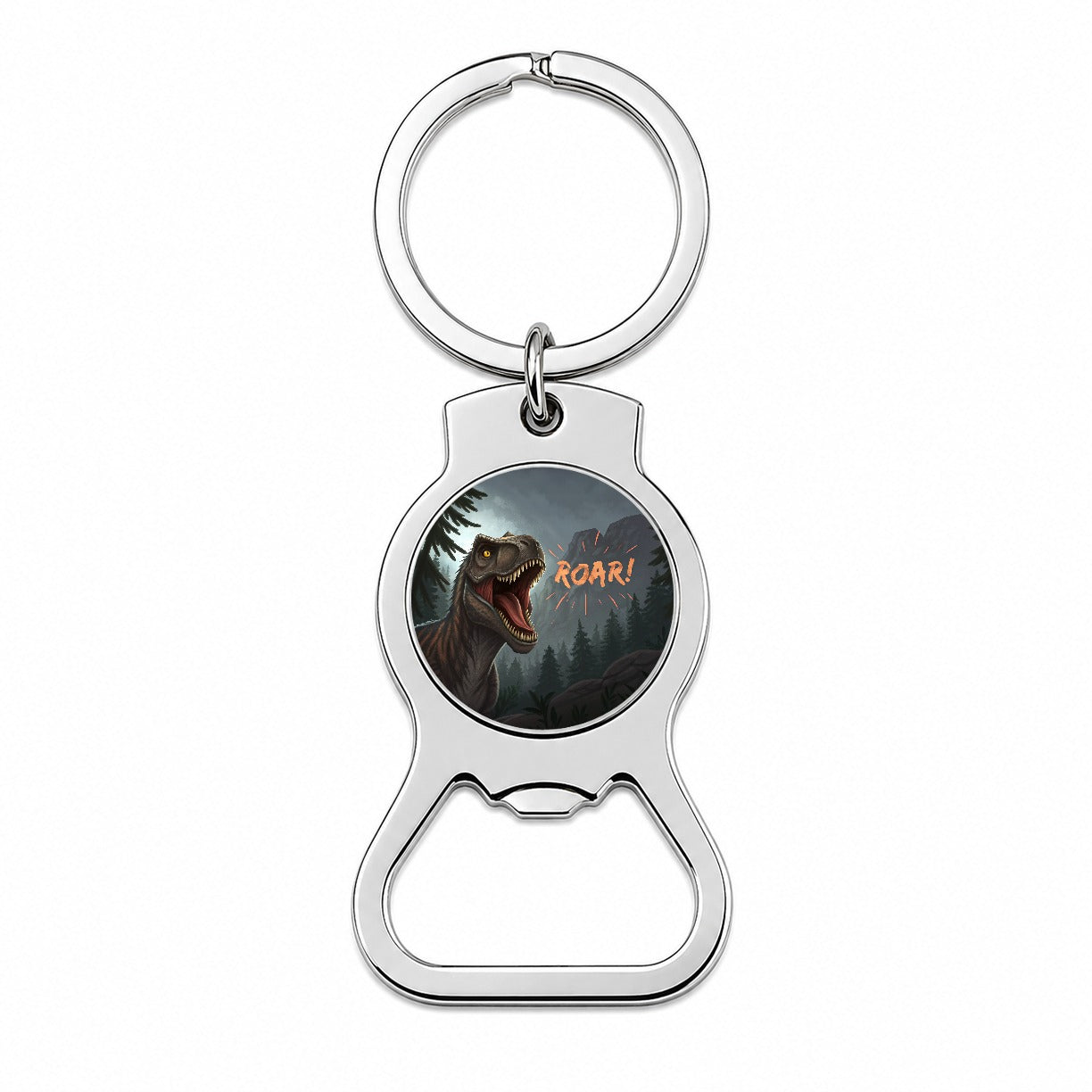 Tyrannosaurus T-Rex Dinosaur Roar Bold Text Bottle Opener Keychain