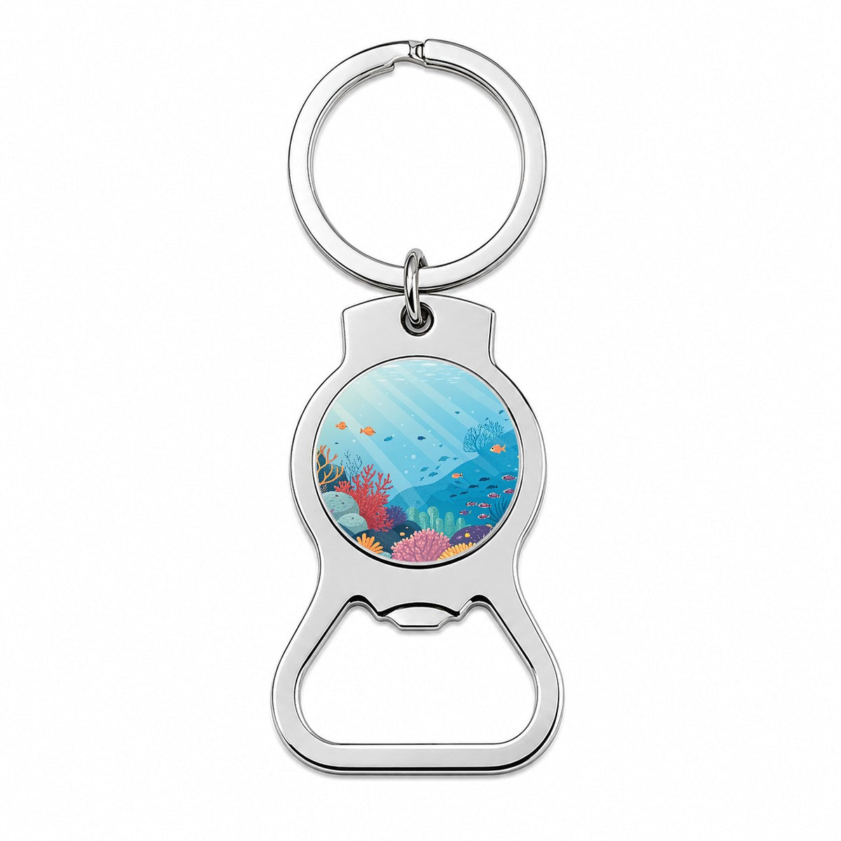 Underwater Reef Scene Fish Coral Ocean Tropical Bottle Opener Keychain