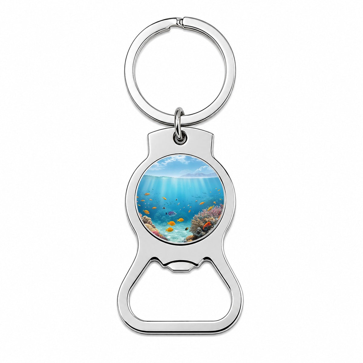Underwater Scene Tropical Fish Ocean Bottle Opener Keychain