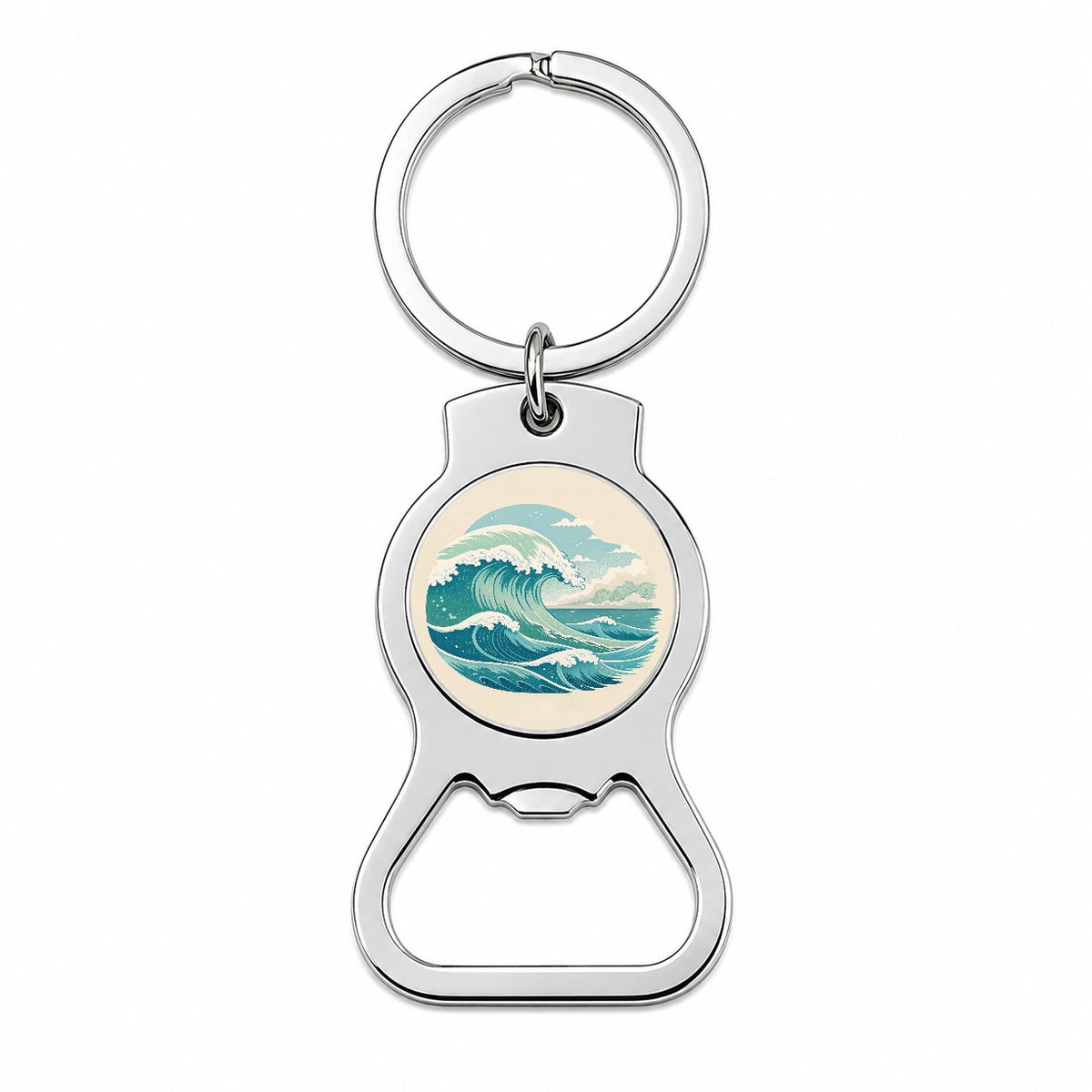 Vintage Ocean Waves Bottle Opener Keychain