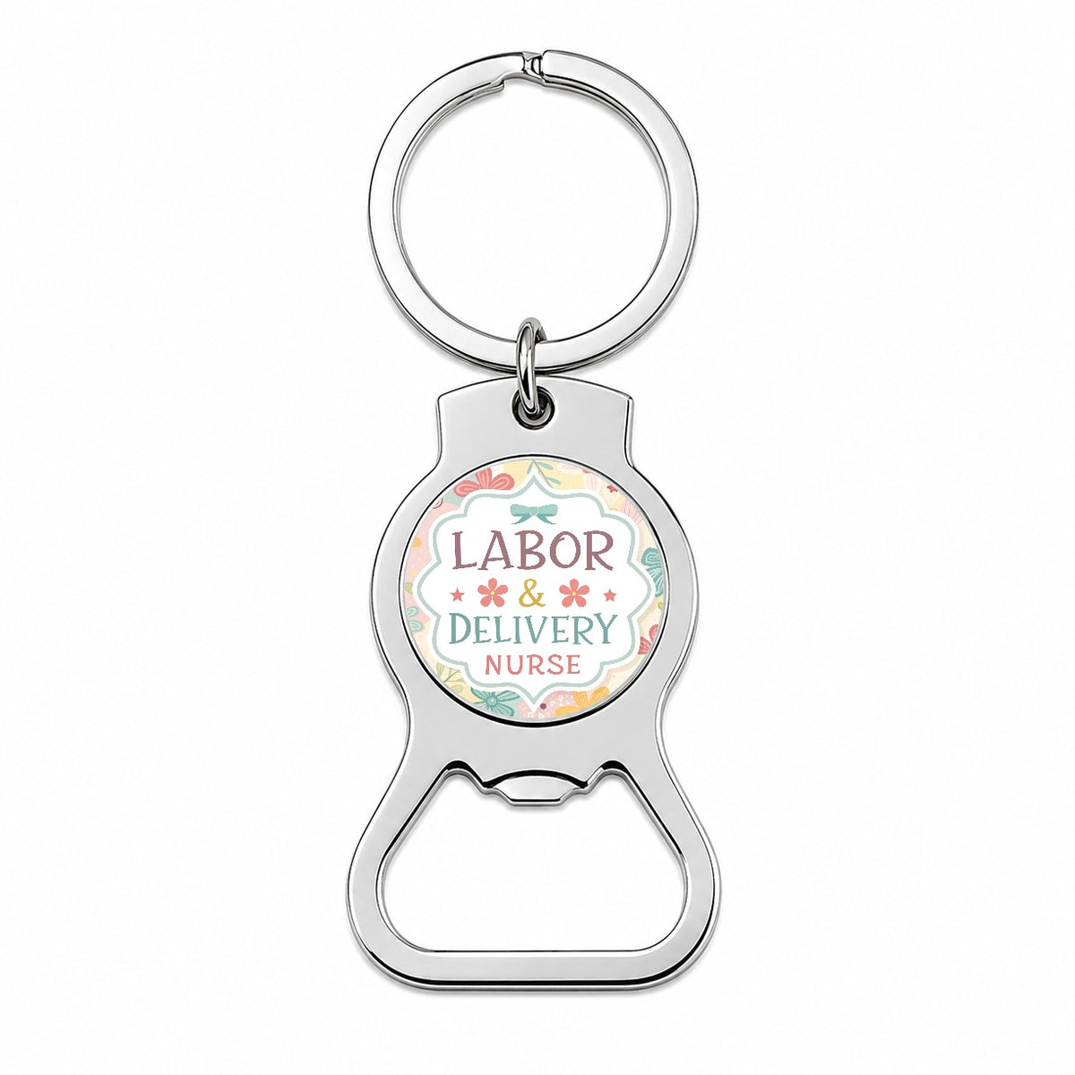 Labor & Delivery Nurse Appreciation Coquette Bows Flowers Bottle Opener Keychain