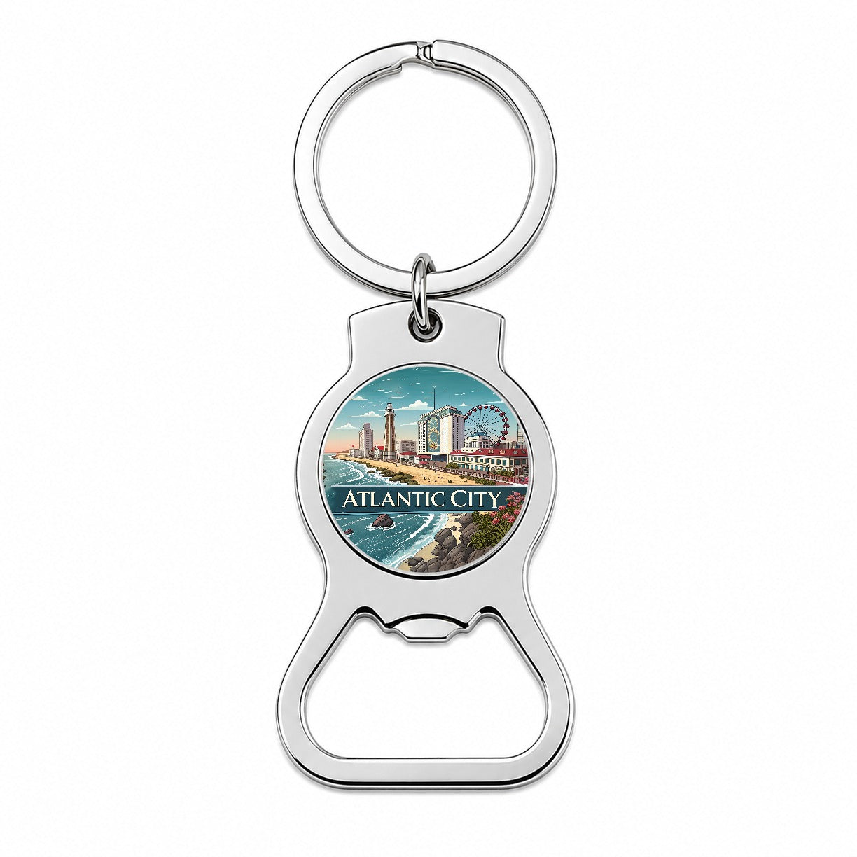 Atlantic City, New Jersey NJ Travel City State Stamp Bottle Opener Keychain