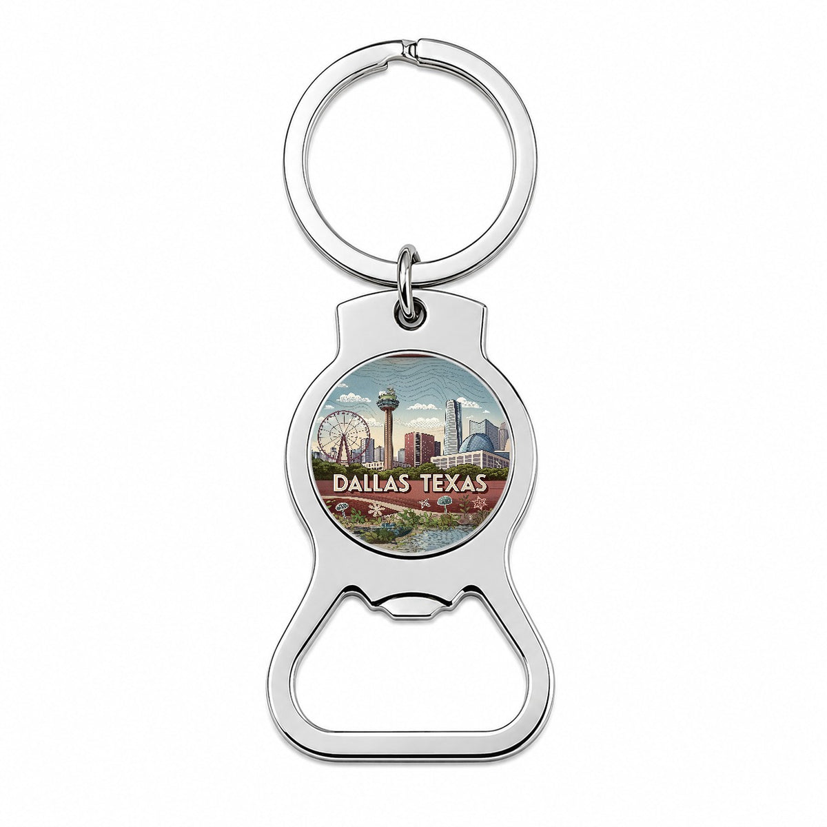 Dallas, Texas TX Travel City State Stamp Bottle Opener Keychain