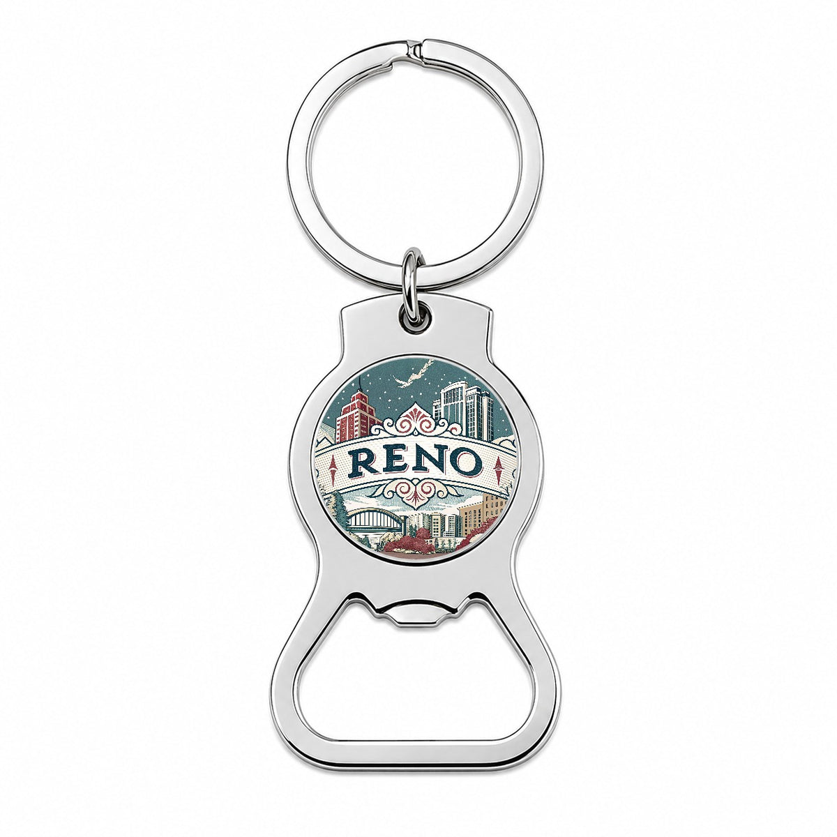 Reno, Nevada NV Travel City State Stamp Bottle Opener Keychain