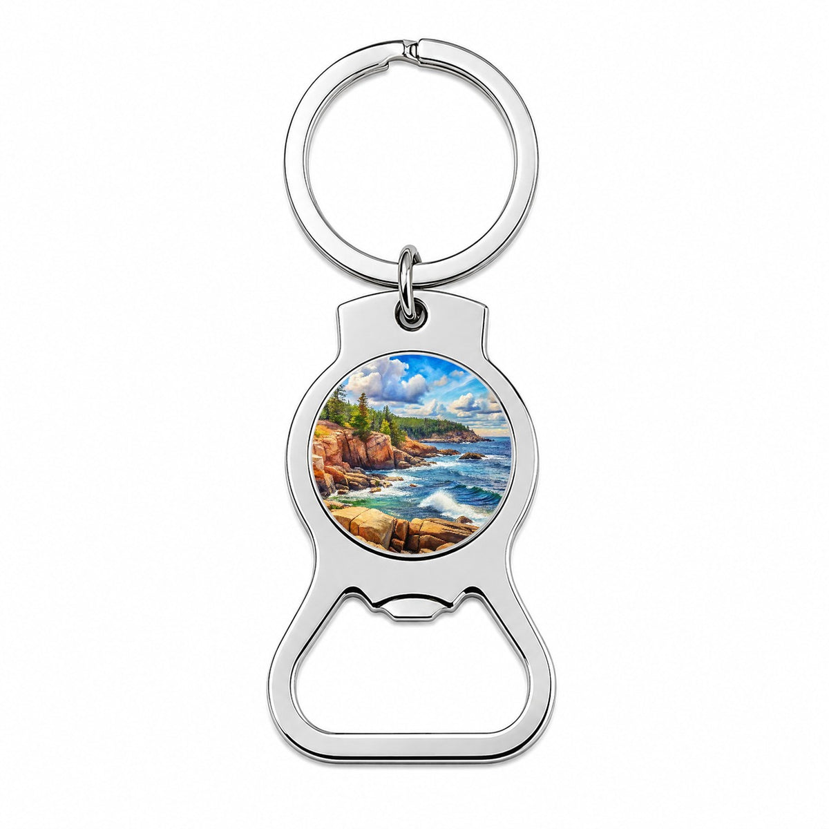 Acadia National Park Maine Watercolor Style Bottle Opener Keychain