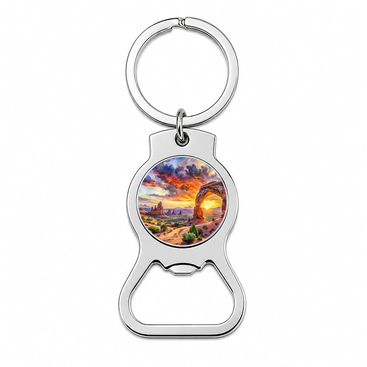 Arches National Park Utah Watercolor Style Bottle Opener Keychain