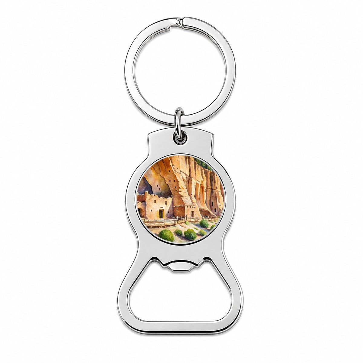 Bandelier National Monument New Mexico Watercolor Style Bottle Opener Keychain