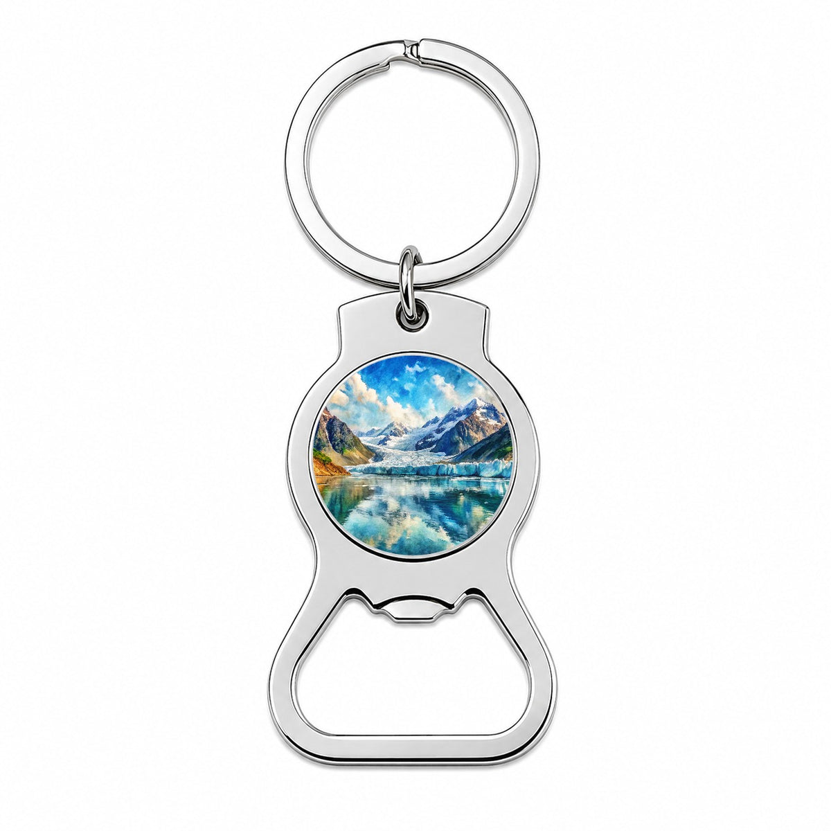 Glacier Bay National Park Alaska Watercolor Style Bottle Opener Keychain
