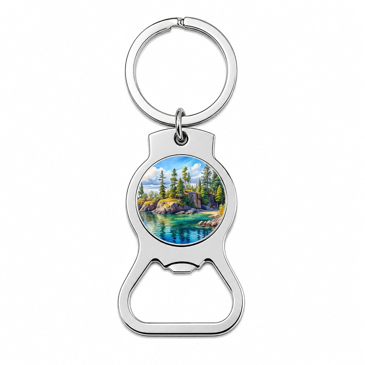 Isle Royale National Park Michigan Watercolor Style Bottle Opener Keychain