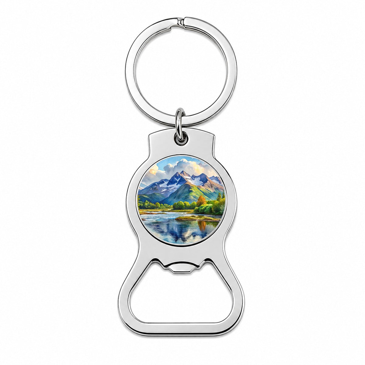 Katmai National Park Alaska Watercolor Style Bottle Opener Keychain