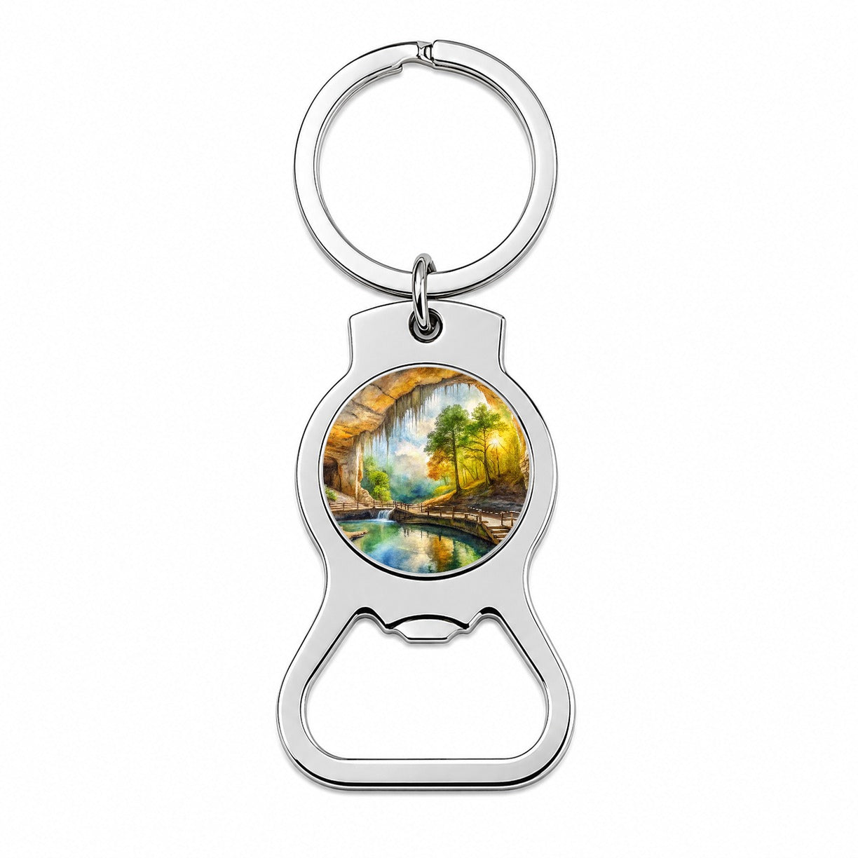 Mammoth Cave National Park Kentucky Watercolor Style Bottle Opener Keychain