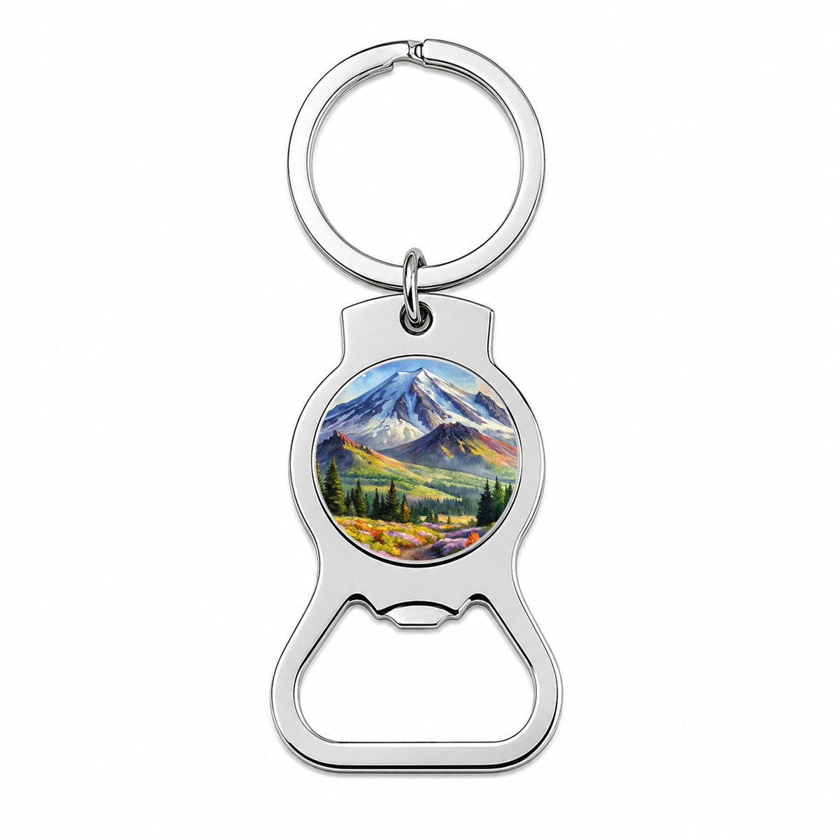 Mount St. Helens Volcanic National Monument Washington Watercolor Style Bottle Opener Keychain