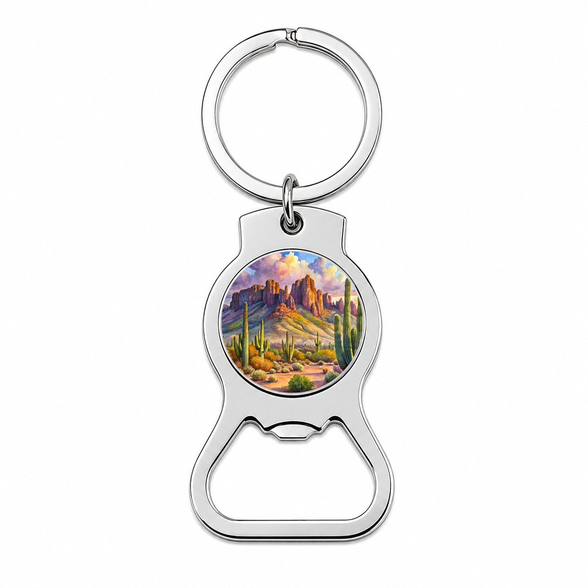 Organ Pipe Cactus National Monument Arizona Watercolor Style Bottle Opener Keychain