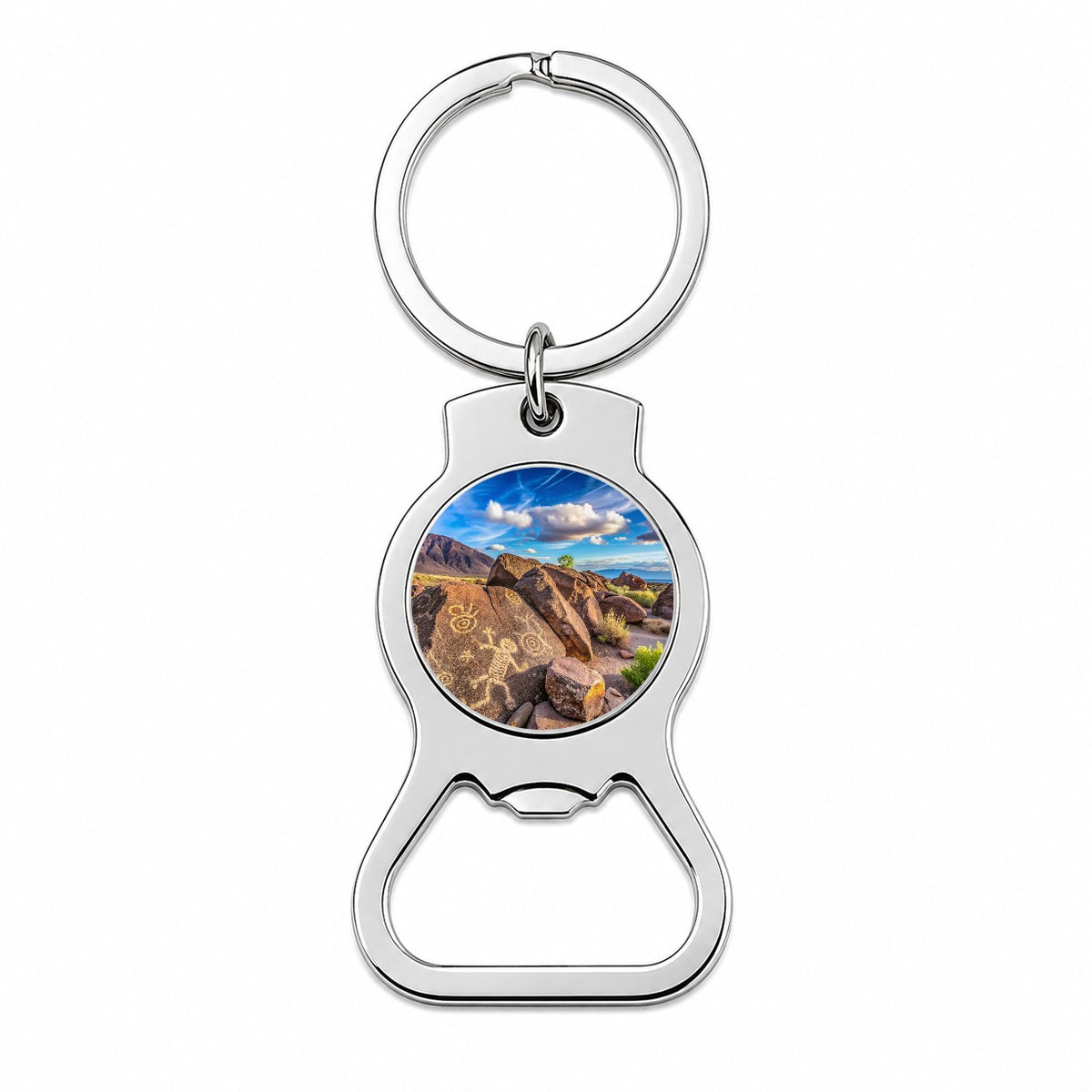 Petroglyph National Monument New Mexico Watercolor Style Bottle Opener Keychain