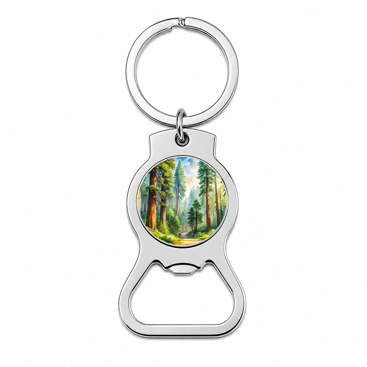 Redwood National Park California Watercolor Style Bottle Opener Keychain