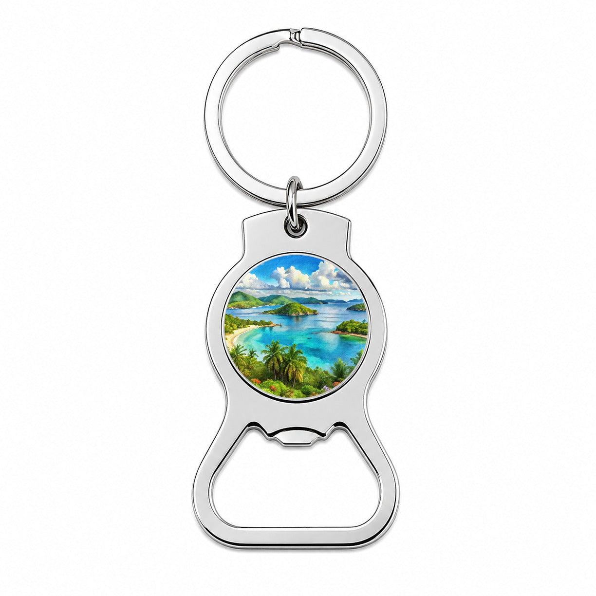 Virgin Islands National Park Watercolor Style Bottle Opener Keychain