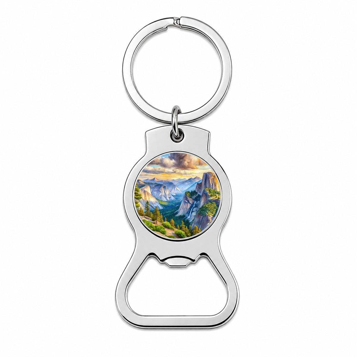 Yosemite National Park Glacier Point Watercolor Style Bottle Opener Keychain