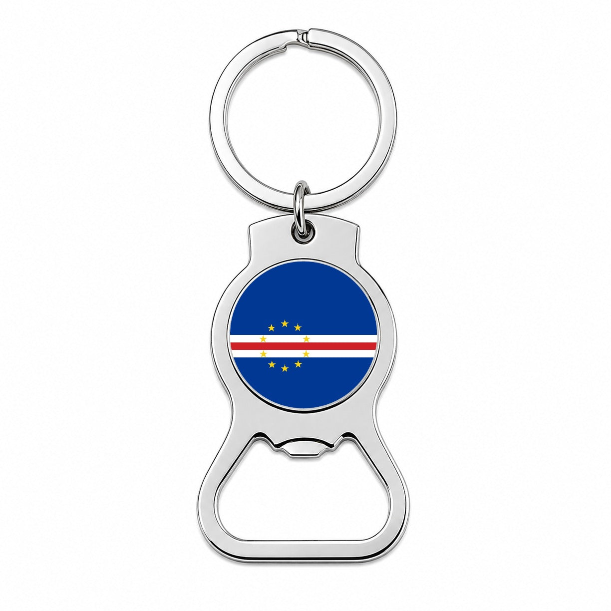 Cabo Verde Country Flag Bottle Opener Keychain