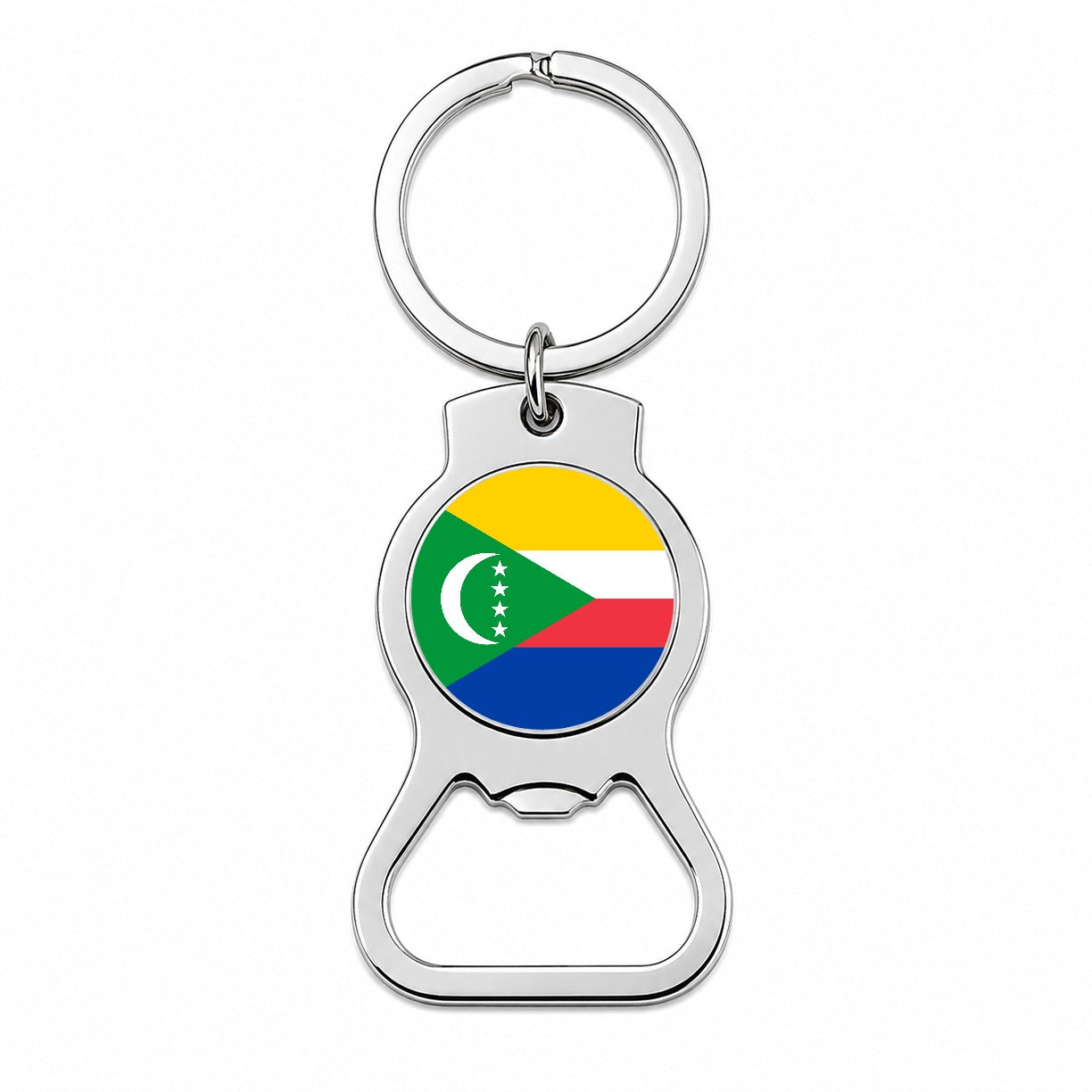 Comoros Country Flag Bottle Opener Keychain