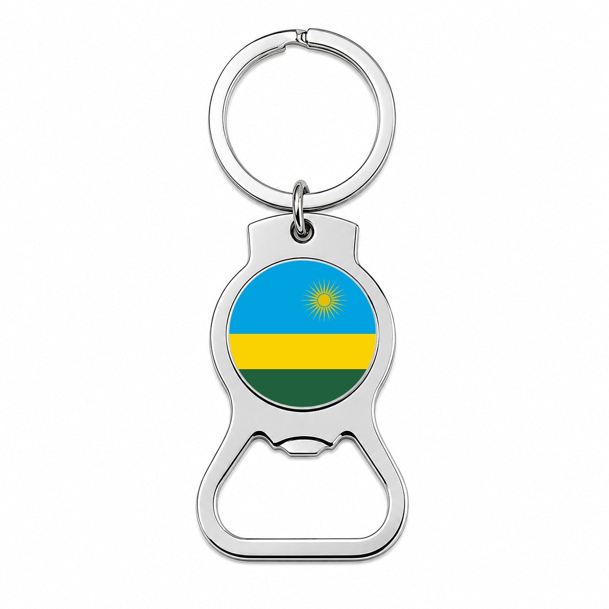 Rwanda Country Flag Bottle Opener Keychain