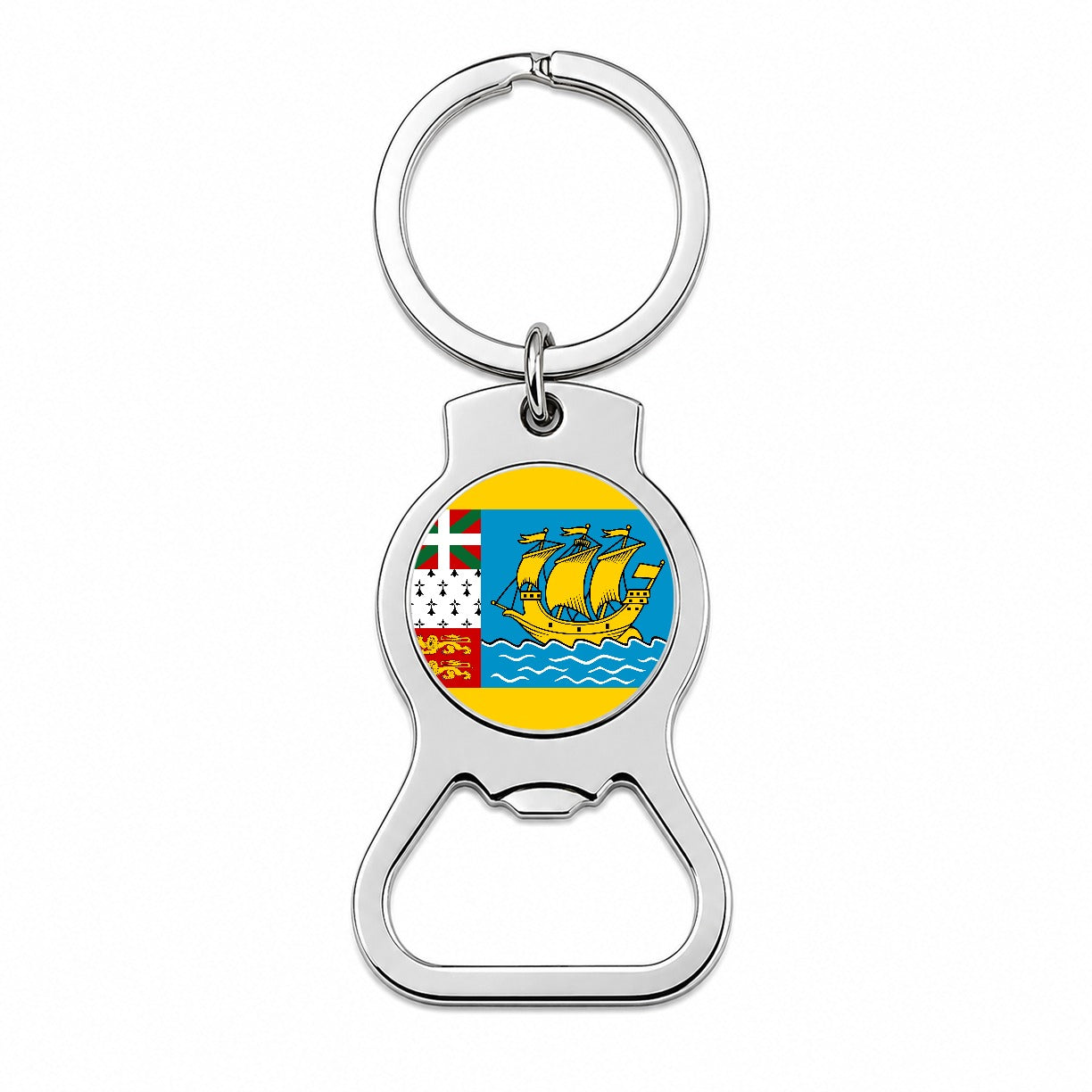 Saint Pierre and Miquelon Country Flag Bottle Opener Keychain