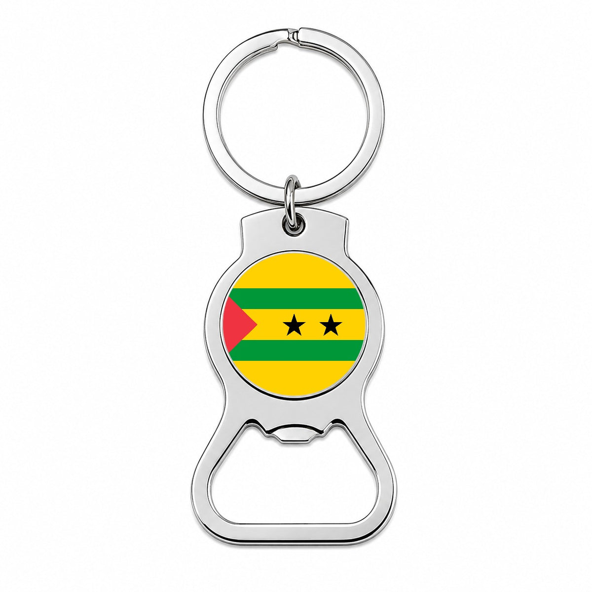 Sao Tome and Principe Country Flag Bottle Opener Keychain