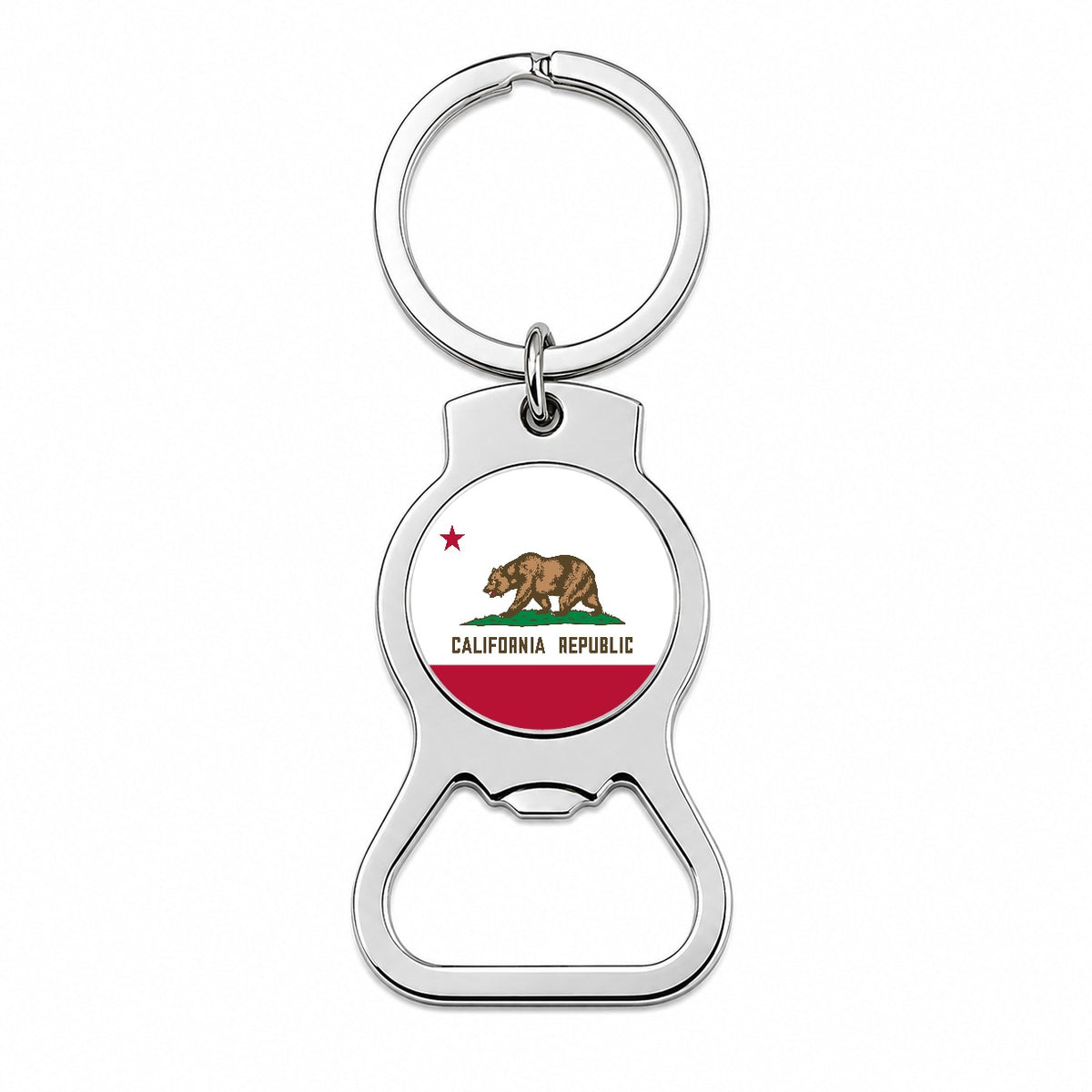 California CA State Flag Bottle Opener Keychain