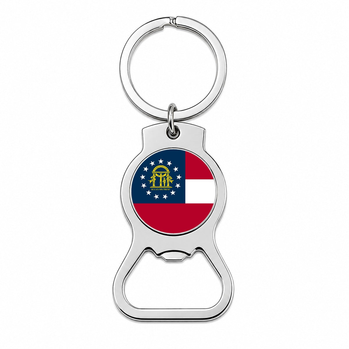 Georgia GA State Flag Bottle Opener Keychain