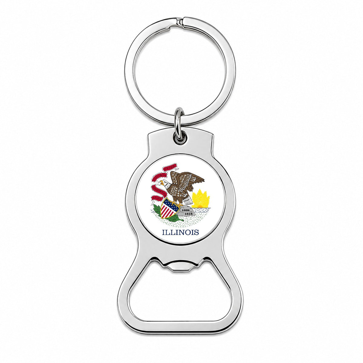 Illinois IL State Flag Bottle Opener Keychain