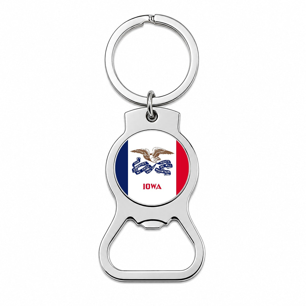 Iowa IA State Flag Bottle Opener Keychain