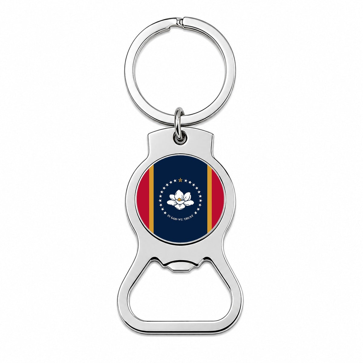 Mississippi MS State Flag Bottle Opener Keychain
