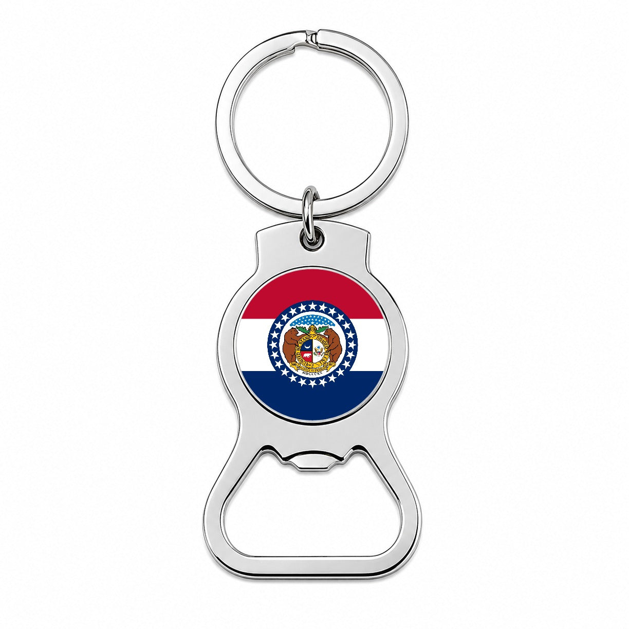 Missouri MO State Flag Bottle Opener Keychain