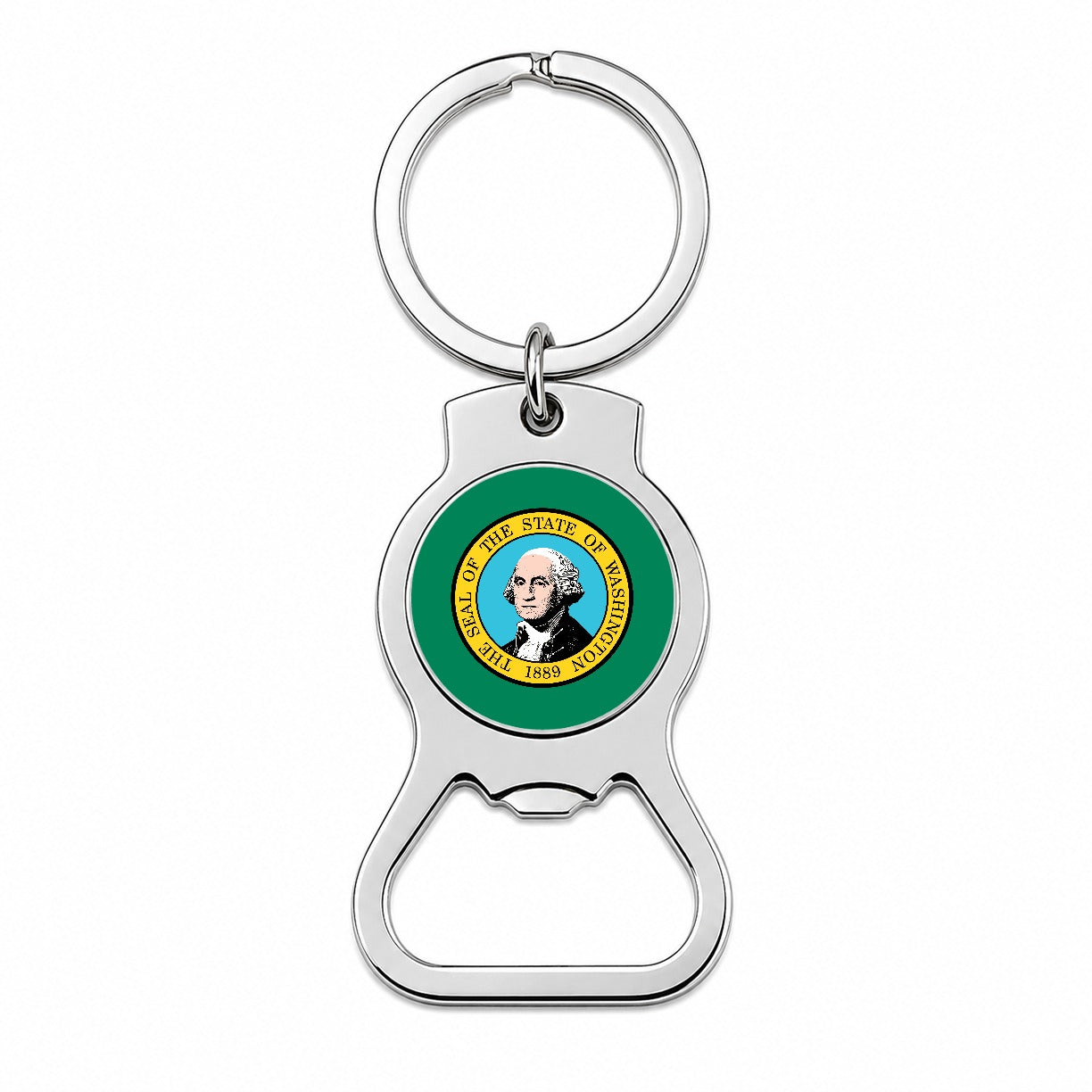 Washington WA State Flag Bottle Opener Keychain
