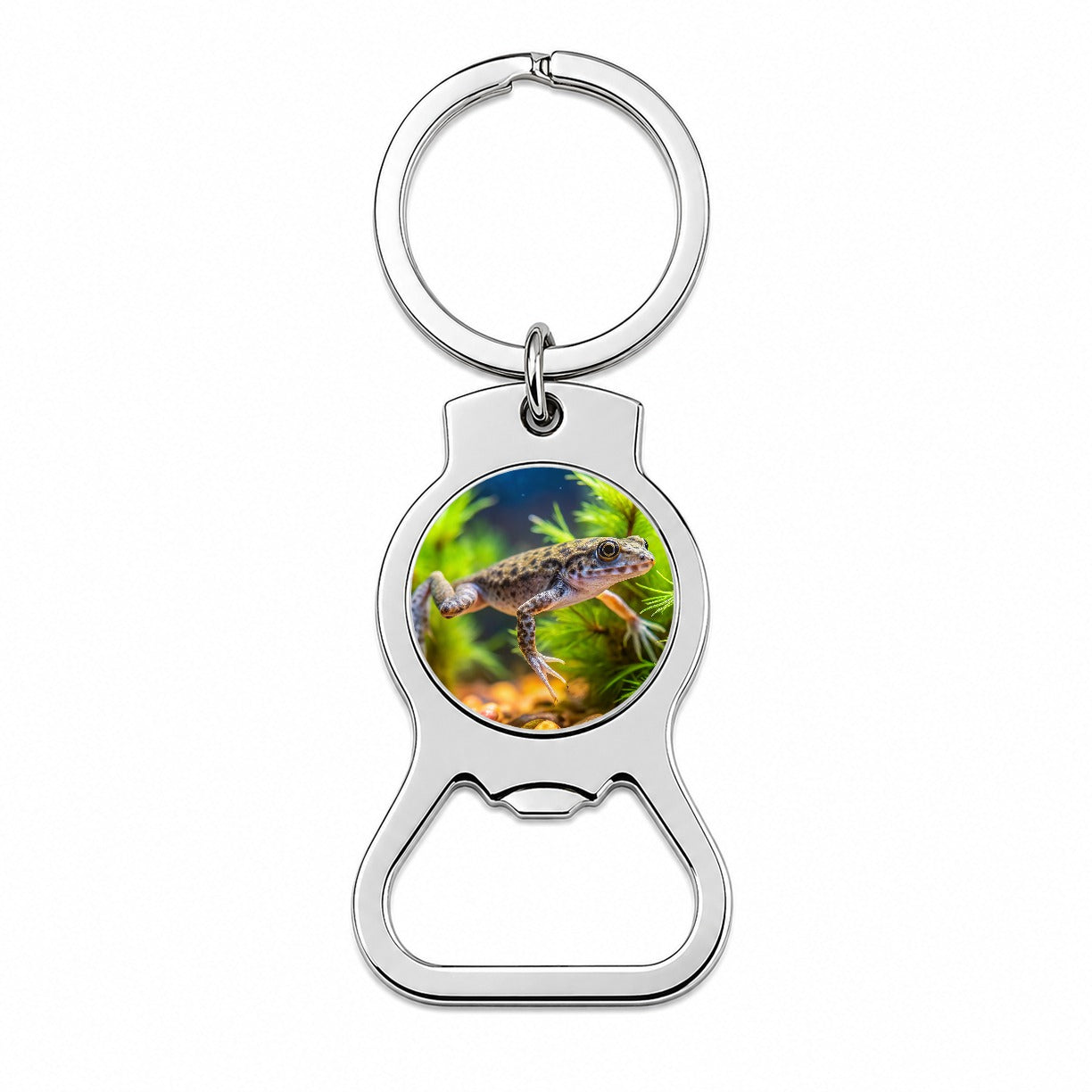 African Dwarf Frog Swimming Bottle Opener Keychain