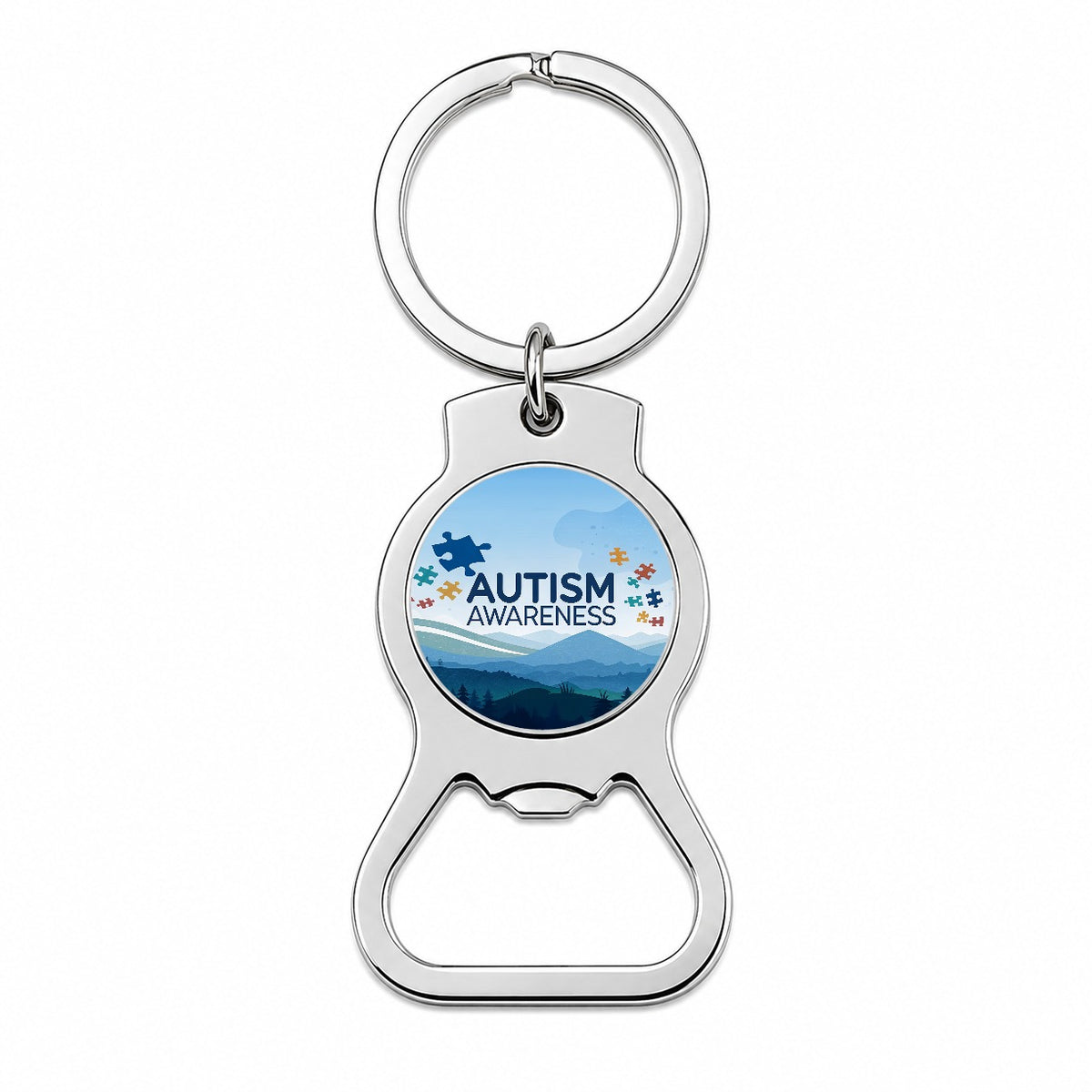 Autism Awareness Flying Puzzle Pieces Bottle Opener Keychain