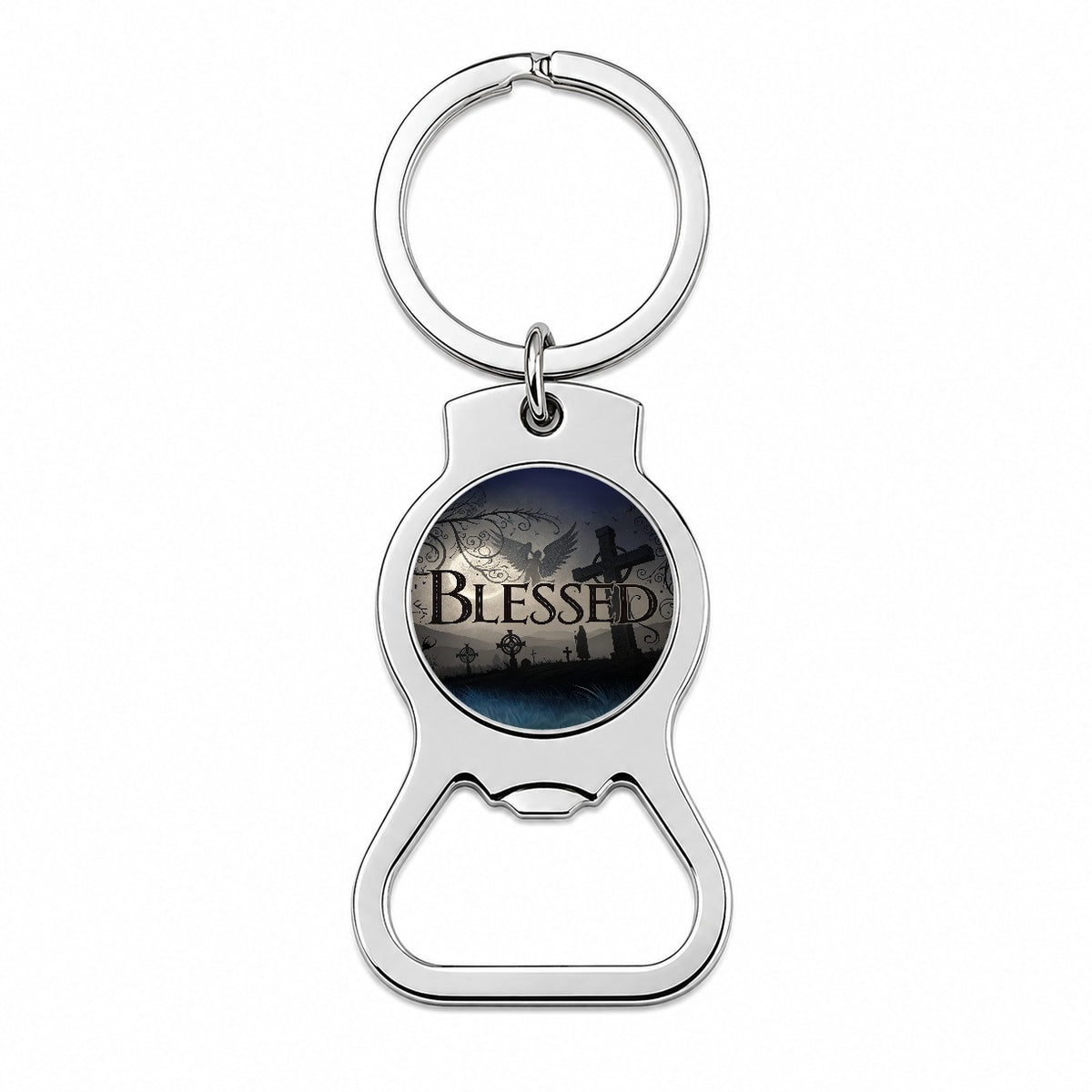 Blessed Angels Crosses Religious Bottle Opener Keychain