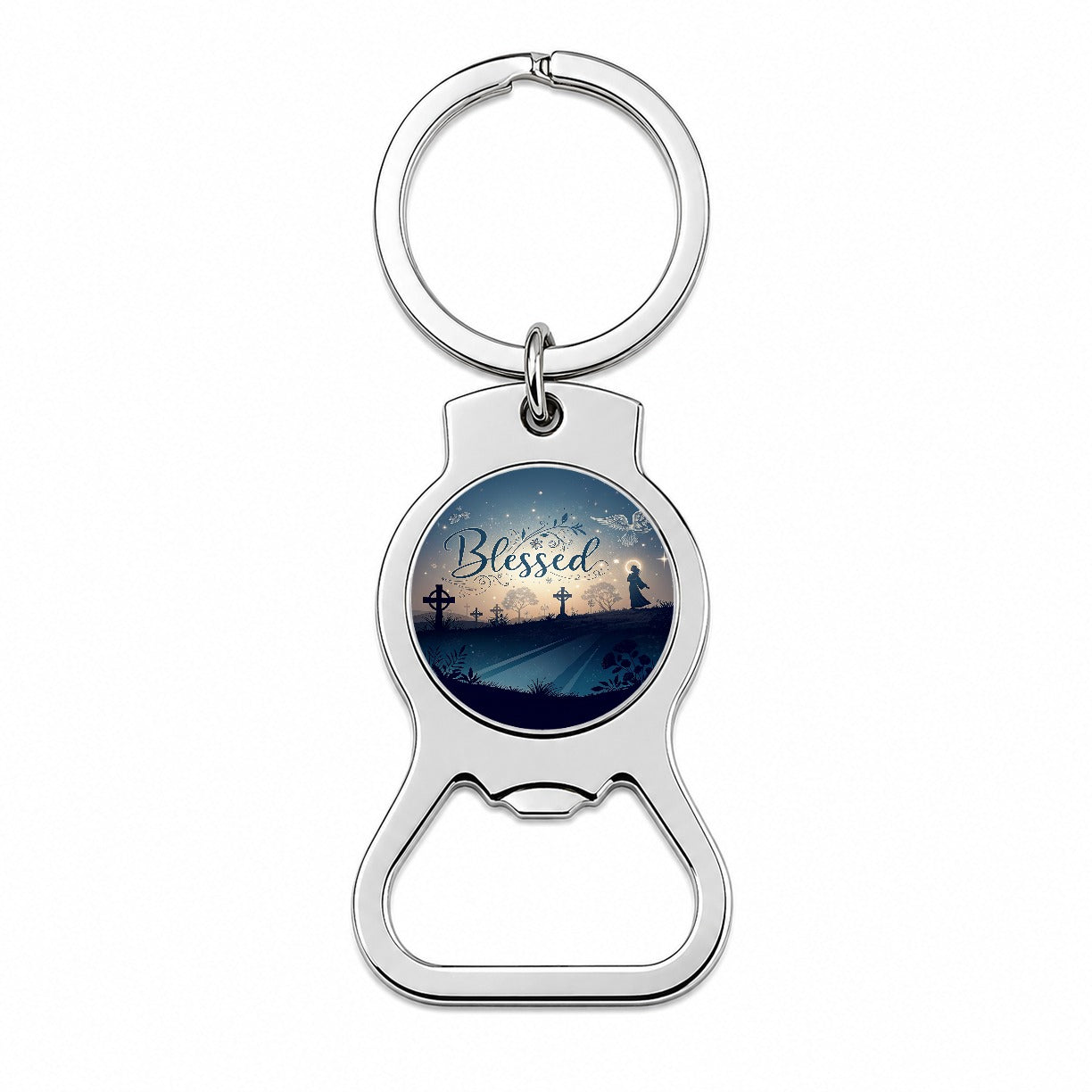 Blessed Religious Crosses Bottle Opener Keychain