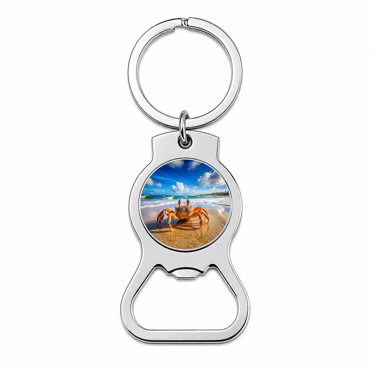 Crab On The Beach Bottle Opener Keychain